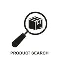 Box with Magnifier Silhouette Icon. Product Search Glyph Pictogram. Find and Identify Parcel, Shipping Information Solid