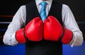 Box manager is fighting and boxing in ring Royalty Free Stock Photo
