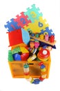 Box with many toys Royalty Free Stock Photo