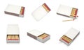 Box of matches. Collection. 3d rendering illustration isolated