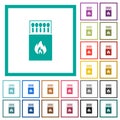 Box of matches flat color icons with quadrant frames Royalty Free Stock Photo