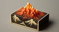a box with a mountain design