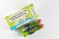 Box of Mylan EpiPen Jr or Junior for pediatric infant anaphylaxis