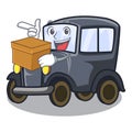 With box old car isolated in the cartoon