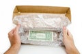 Box order with the dollar bill Royalty Free Stock Photo