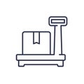 box, package and scales icon, line vector