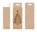 Box, packaging, box brown for hanging cut out window Christmas tree shape open blank template for design product package Royalty Free Stock Photo