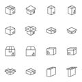 Box packaging line icons set