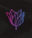 Hand drawn doodle flower neon lights