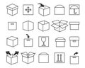 Box packing icons set