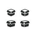 Box or parcel black isolated vector icon set. Royalty Free Stock Photo