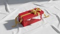 The box is partially open revealing crumpled white tissue paper inside Royalty Free Stock Photo