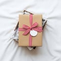 The box is partially open, revealing crumpled white tissue paper Royalty Free Stock Photo