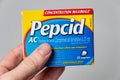 Box of Pepcid AC antacid over-the-counter medicine in french language