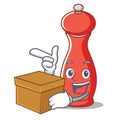 With box pepper mill character cartoon