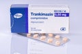 A box of Pfizer Laboratories Trankimazin pills isolated on white