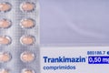 A box of Pfizer Laboratories Trankimazin pills isolated on white