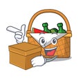 With box picnic basket character cartoon