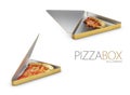 Box of pizza slice isolated white, 3d Illustration Royalty Free Stock Photo