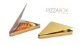 Box of pizza slice isolated white, 3d Illustration Royalty Free Stock Photo