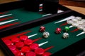 Box for playing tables with green inside surface Royalty Free Stock Photo