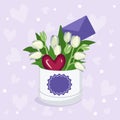 Box with purple tulips for Valentine's Day, Women's Day, Mother's Day Royalty Free Stock Photo
