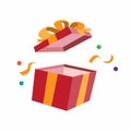 Box with ribbon for surprise or present gift symbol icon flat illustration vector