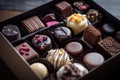 box of rich and decadent chocolates with variety of sweet treats