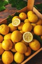 Box of ripe yellow lemons Royalty Free Stock Photo