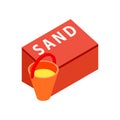 Box for sand to fire safety with bucket icon Royalty Free Stock Photo