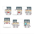 Box of sardines cartoon character bring information board