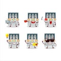 Box of sardines cartoon character with various types of business emoticons