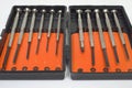 Box of screwdrivers for precision work Royalty Free Stock Photo