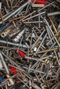 Box of screws, nails and bolts Royalty Free Stock Photo