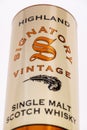 Box of SIGNATORY VINTAGE single malt scotch whisky Royalty Free Stock Photo