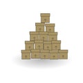 Simple carton delivery packaging open box with fragile signs. Cardboard closed logistic box set. Vector illustration isolated on w