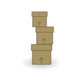 Simple carton delivery packaging open box with fragile signs. Cardboard closed logistic box set. Vector illustration isolated on w