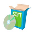 Box with a soft disc icon, cartoon style Royalty Free Stock Photo