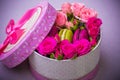 Box with spring color macaroons background for valentines mother woman day easter with love