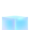 Box stand for product display. Empty 3d cube light blue podium or pedestal on white beckground. Vector template Royalty Free Stock Photo