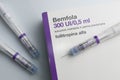 Box and syringes of Bemfola a biosimilar medicine used to stimulate ovarian production and for follicular stimulation