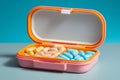 Box tablet prescription case treatment pill antibiotic medic medicine daily dose colorful health