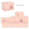 Box template with abstract flowers and wavy lines