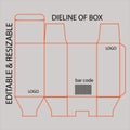 Box template dieline editable resizable packaging design Royalty Free Stock Photo