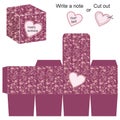 Box template with floral pattern and heart