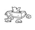 Box of tissue paper doodle, hand drawn vector doodle illustration of a box of tissue Royalty Free Stock Photo