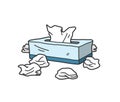 Box of tissue paper doodle, hand drawn vector doodle illustration of a box of tissue Royalty Free Stock Photo