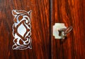 Box Top in Rosewood with Mother of Pearl inlay and escutcheon and Key.