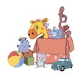 Box with toys cartoon Royalty Free Stock Photo