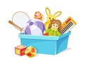 Box with toys for kids vector